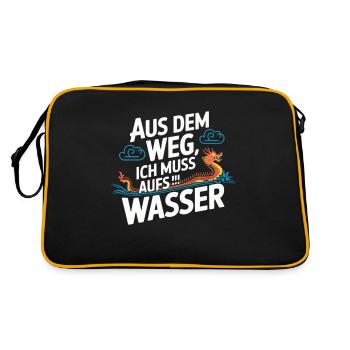Aus dem Weg, ich muss aufs Wasser - Retro Tasche - Schwarz/Gold - Hinten