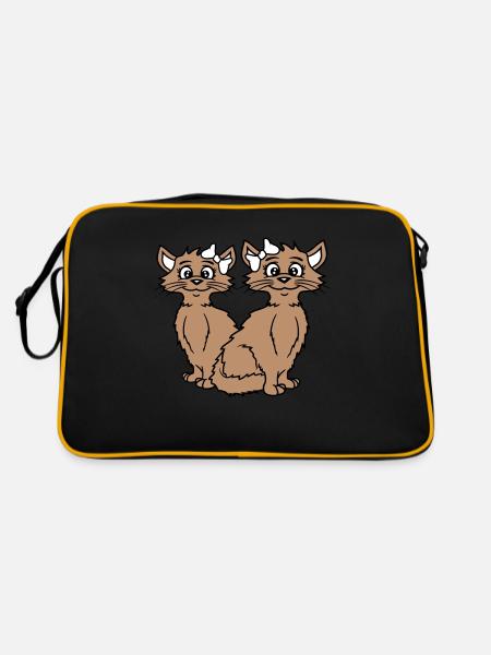 2 Chats Filles Femmes Petites amies Arc Équipe - Sac Retro - noir/or - Dos