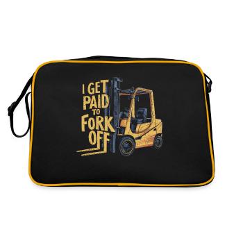Ich werde fürs Gabeln bezahlt! - Retro Tasche - Schwarz/Gold - Hinten