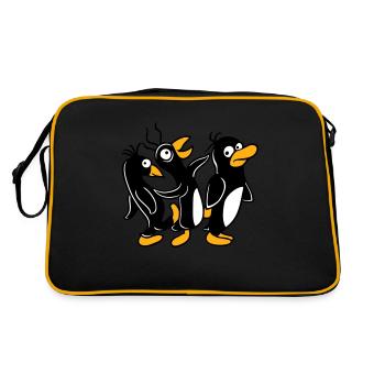 Crazy penguins running stupid kicking team friends - Retro Bag - black/gold - Back