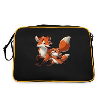 Fox with child frolicking - Retro Bag - black/gold - Back