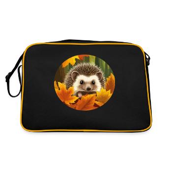 Hérisson entre les feuilles - Sac Retro - noir/or - Dos
