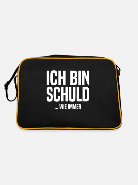 Ich bin schuld - ...wie immer - Retro Tasche - Schwarz/Gold - Hinten