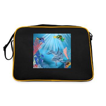 UnterWasserbild 02 - Retro Tasche - Schwarz/Gold - Hinten