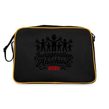 Junggesellen Crew 2025 Jga Lustig - Retro Tasche - Schwarz/Gold - Hinten