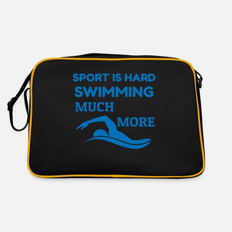 Nageur passionné - Le sport est une citation difficile - Sac Retro - noir/or
