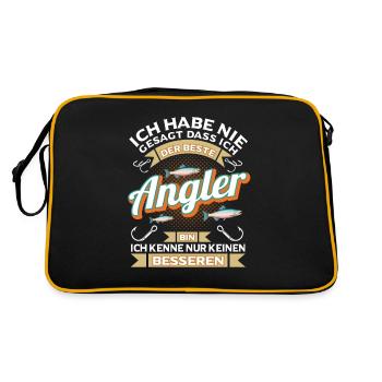 Angeln Angler Fische fangen Rentner Angelshirt - Retro Tasche - Schwarz/Gold - Hinten