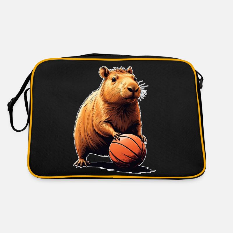 Capybara Basketball - Retro Tasche - Schwarz/Gold