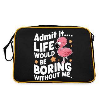 Flamingo Tier Rosa - Retro Tasche - Schwarz/Gold - Hinten