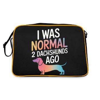 Dackel Hund - Retro Tasche - Schwarz/Gold - Hinten