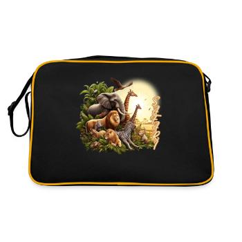 Safari Serengeti Savannah Wildlife Africa - Retro Bag - black/gold - Back