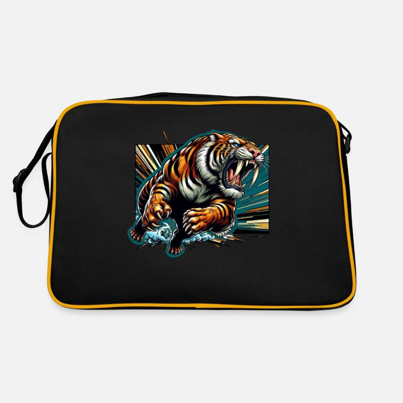 Säbelzahntiger Smilodon Eiszeit Raubtier Großkatze Retro Tasche