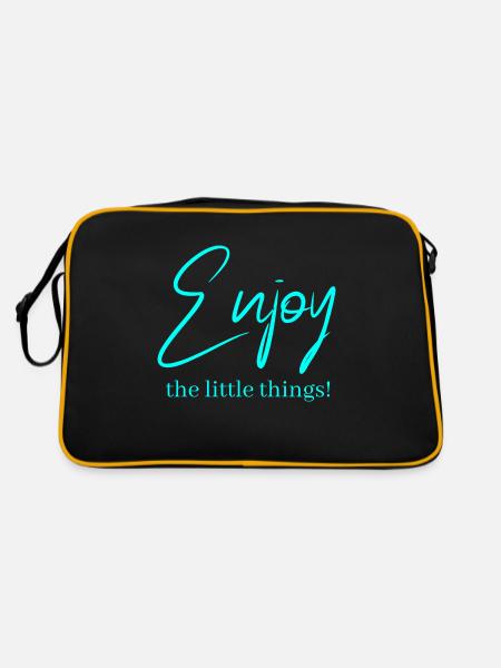 Enjoy the little things! - Retro Tasche - Schwarz/Gold - Hinten