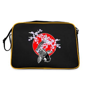 Cherry Blossoms SAKURA NISHIKIGOI Koi 1 - Retro Tasche - Schwarz/Gold - Hinten