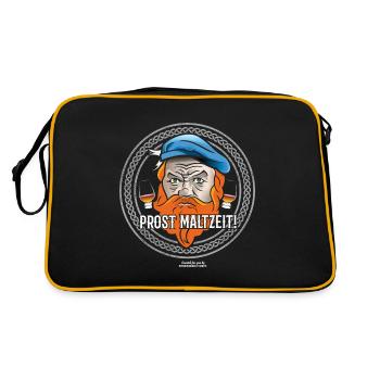 Prost Maltzeit keltisch - Retro Tasche - Schwarz/Gold - Hinten