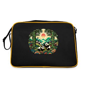 Pandas Inspired by Traditional Chinese Art - Retro Bag - black/gold - Back