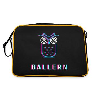 Hypnose Eule Ballern - Party machen - Retro Tasche - Schwarz/Gold - Hinten