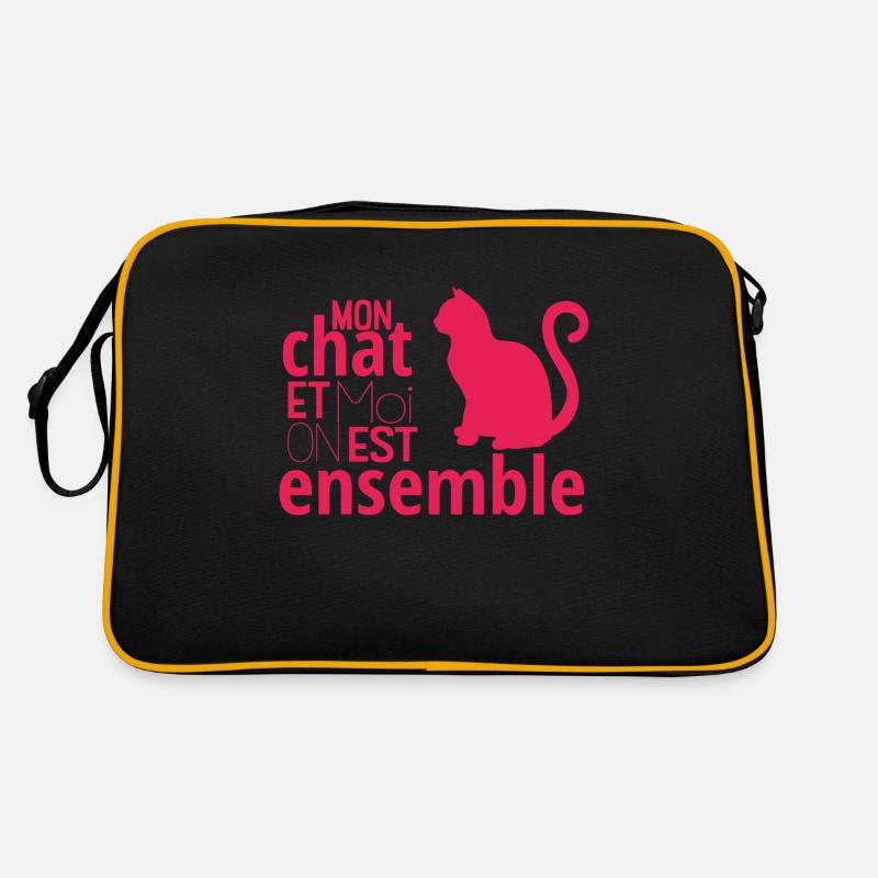 Mon chat et moi, on est ensemble ! - Sac Retro - noir/or