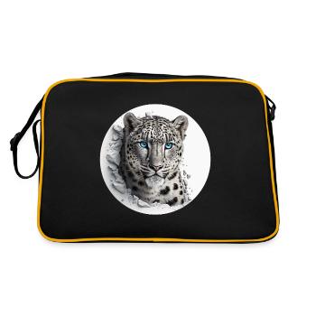 Schneeleoparden sind majestätische Raubtiere - Retro Tasche - Schwarz/Gold - Hinten