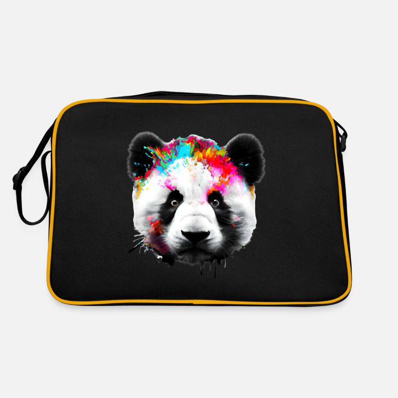 Bunter Panda - Retro Tasche - Schwarz/Gold
