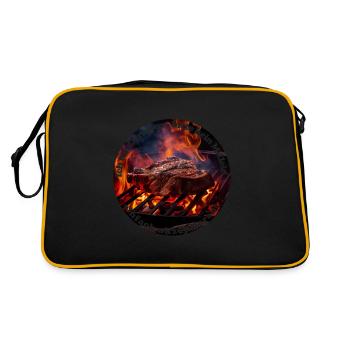 Ernährung als Karnivore - Retro Tasche - Schwarz/Gold - Hinten