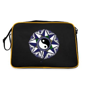 Taoist Mandala Blue - Retro Bag - black/gold - Back