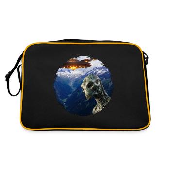 Flying saucers and aliens in camera - Retro Bag - black/gold - Back