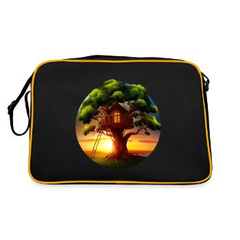Treehouse at sunset - Retro Bag - black/gold - Back