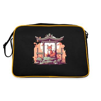 Fox Japan Inari Temple Kami Nippon Shinto - Retro Bag - black/gold - Back