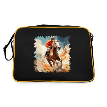 Horses in gallop races and trotting races - Retro Bag - black/gold - Back