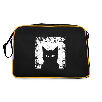 Tolle Katzen Silhouette ! Geschenkidee Katze - Retro Tasche - Schwarz/Gold - Hinten