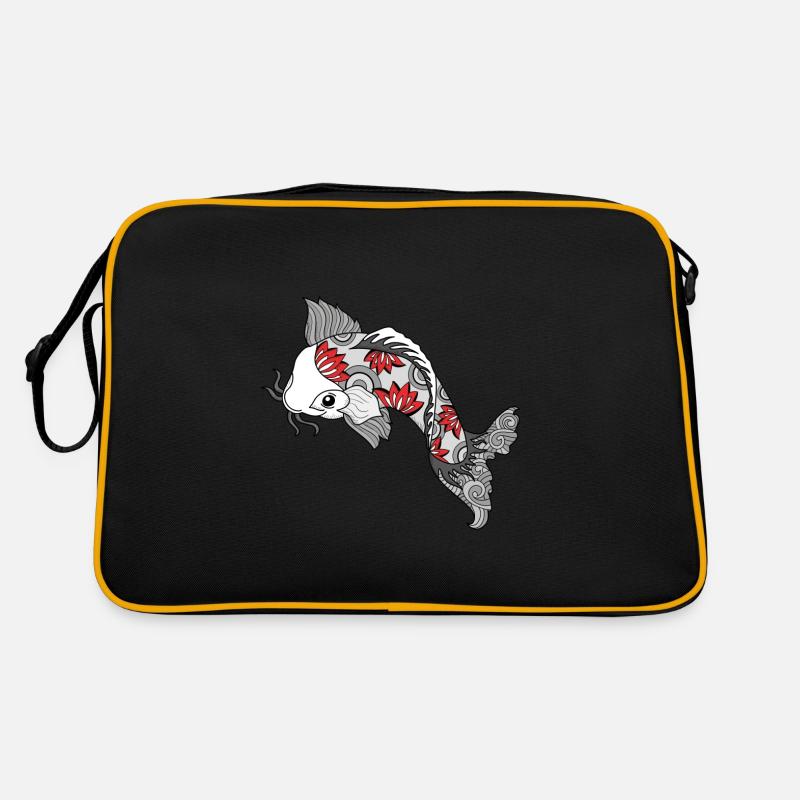 Poisson Koi - design art corporel - Sac Retro - noir/or