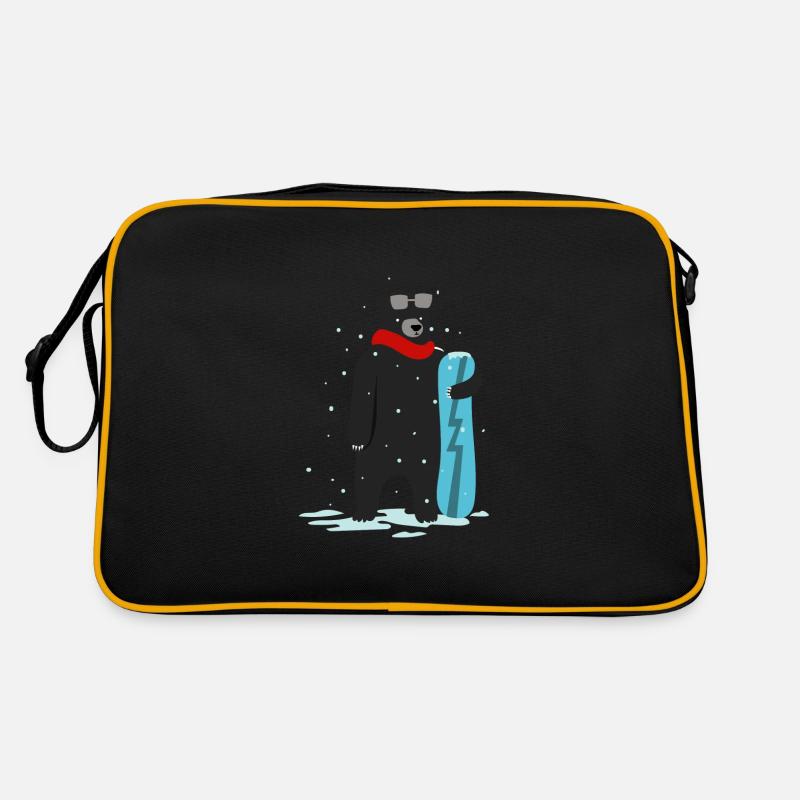 Nette Snowboardfahrt, die Geschenkgeschenkideen zeichnet - Retro Tasche - Schwarz/Gold