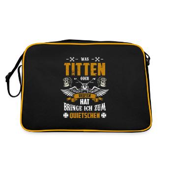 Titten Und Reifen Bringe Ich Zum Quietschen - Retro Tasche - Schwarz/Gold - Hinten