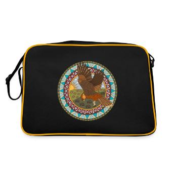 Indianisches Sternzeichen Falke - Retro Tasche - Schwarz/Gold - Hinten