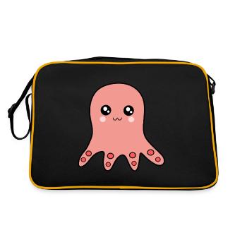 Kawaii Oktopus Kawaii Mädchen Kawaii Manga - Retro Tasche - Schwarz/Gold - Hinten