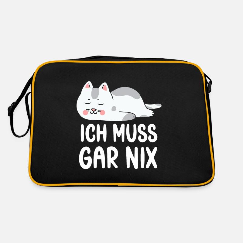 Ich Muss Gar Nichts lustige Katzen Sprüche Retro Tasche