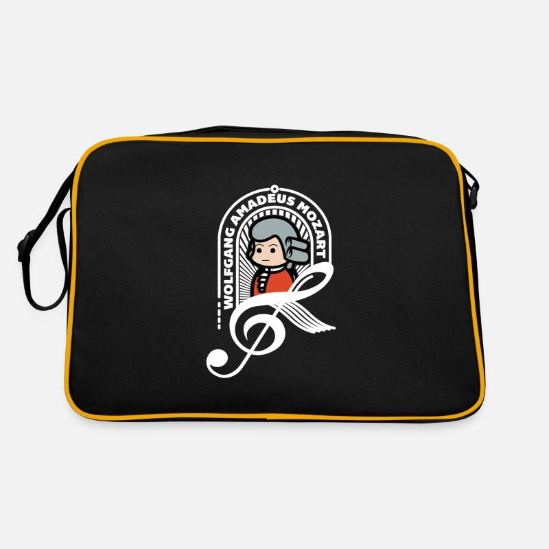 Mozart Doux Portrait Note Blanc Cadeau cool - Sac Retro - noir/or