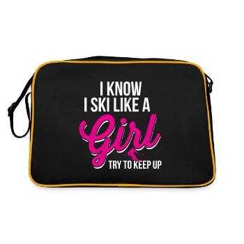 Skiing like a girl Winter sports Fun - Retro Bag - black/gold - Back