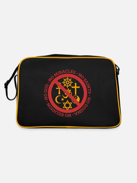 Athée Dieu miracle Saint Dog cycle cadeau - Sac Retro - noir/or - Dos