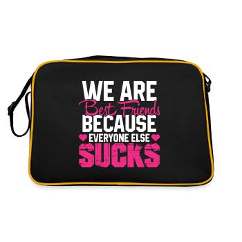 Beste Freunde Spruch Freundin Lustiges Geschenk - Retro Tasche - Schwarz/Gold - Hinten