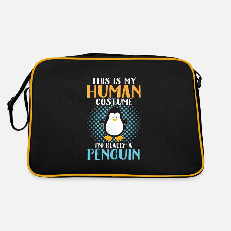 Pinguin im Menschenkostüm Retro Tasche