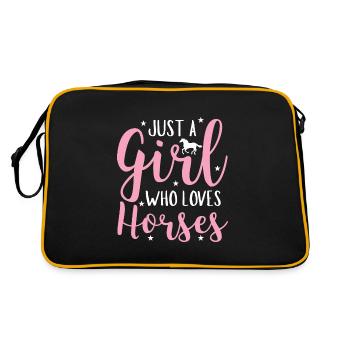 Girl loves horses Horse lover - Retro Bag - black/gold - Back