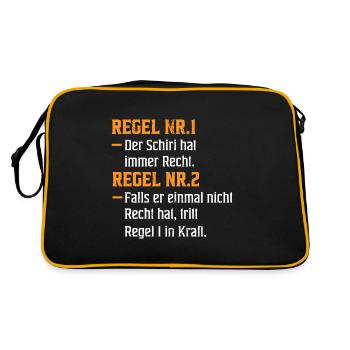 Der Schiri hat immer Recht Geschenk - Retro Tasche - Schwarz/Gold - Hinten