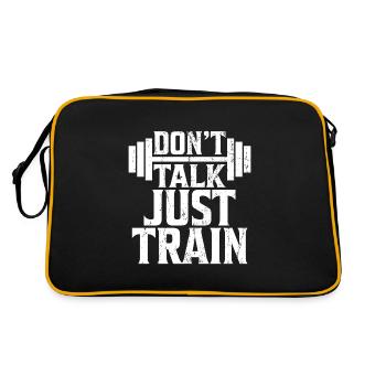 Don`t Talk just Train Gym Fitness Geschenk - Retro Tasche - Schwarz/Gold - Hinten