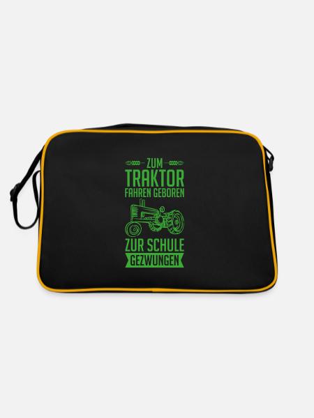Zum traktor fahren geboren zur schule gezwungen - Retro Tasche - Schwarz/Gold
