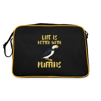 Life is better with Puffins Atlantic Puffin Puffin - Retro Bag - black/gold - Back