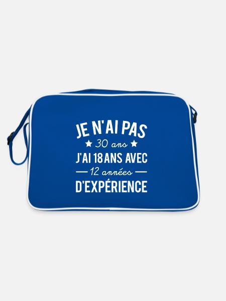 Cadeau anniversaire 30 ans humour texte drôle - Sac Retro - bleu/blanc - Dos