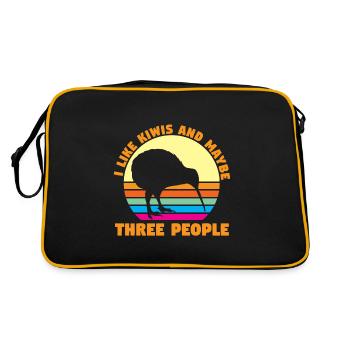 Vogel Kiwis Maori - Retro Tasche - Schwarz/Gold - Hinten