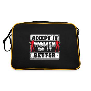 Frauenpower Feminismus Powerfrau - Retro Tasche - Schwarz/Gold - Hinten